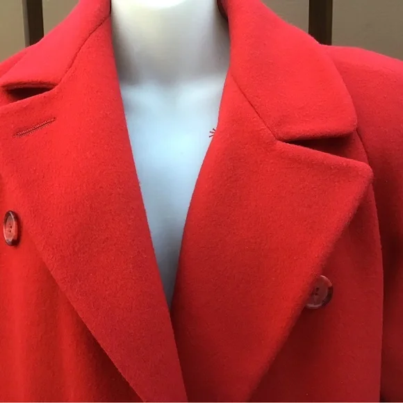Vintage J.G. Hook Red Double-Breasted 100% Wool Long Coat - Picture 4 of 16